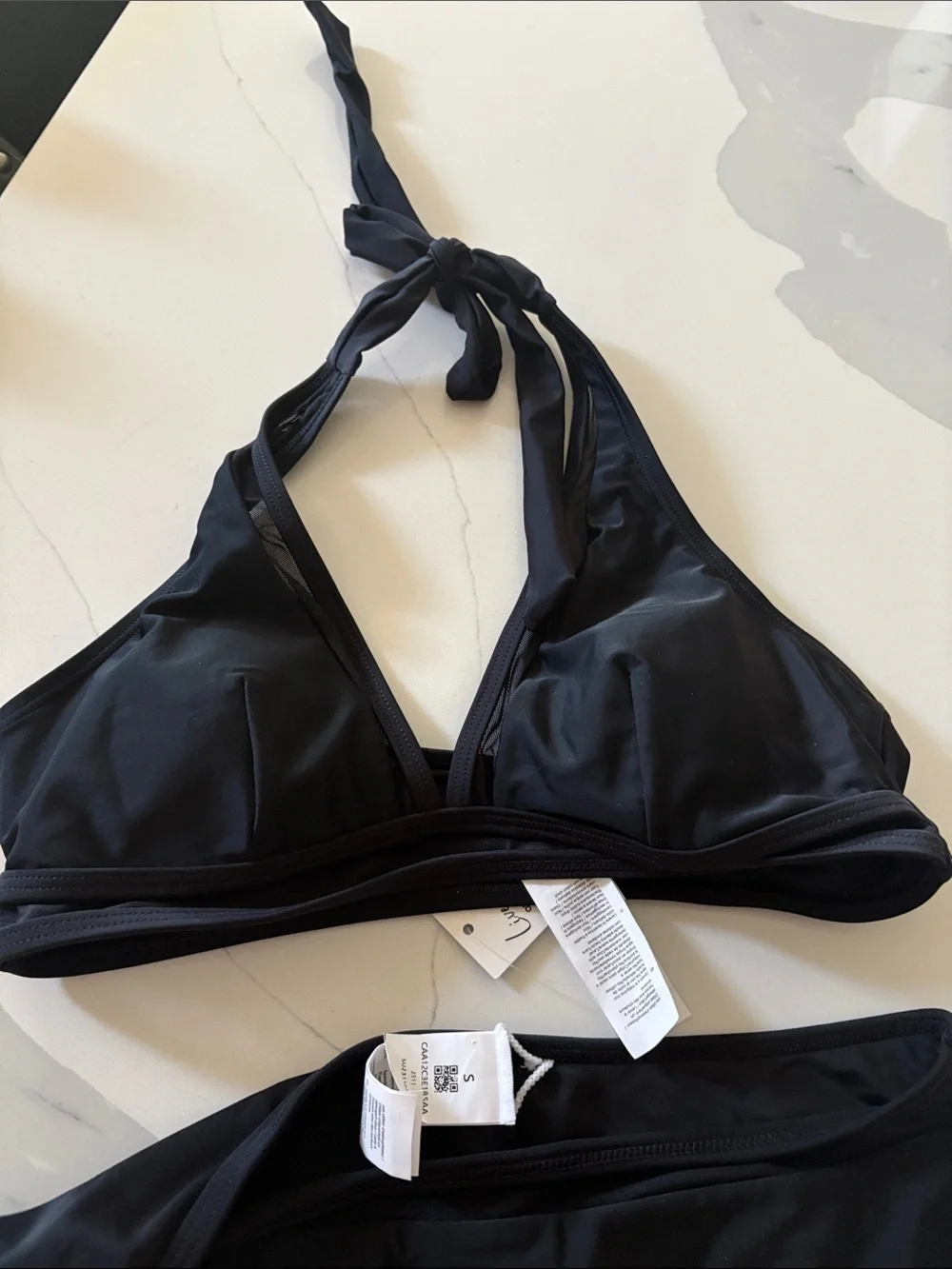 Cupshe Black Halter Triangle Bikini Set